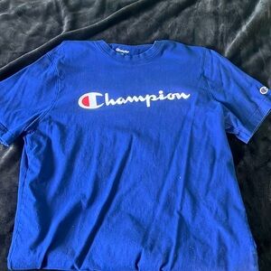 Large royal blue champion t shirt barely warm